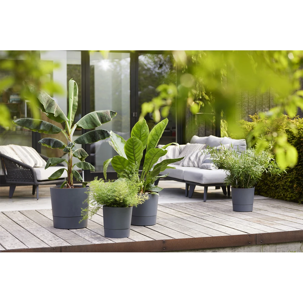Bloempot Elho Greensense Aqua Care Rond - D43 X H34cm - Houtskoolgrijs - Afbeelding 5