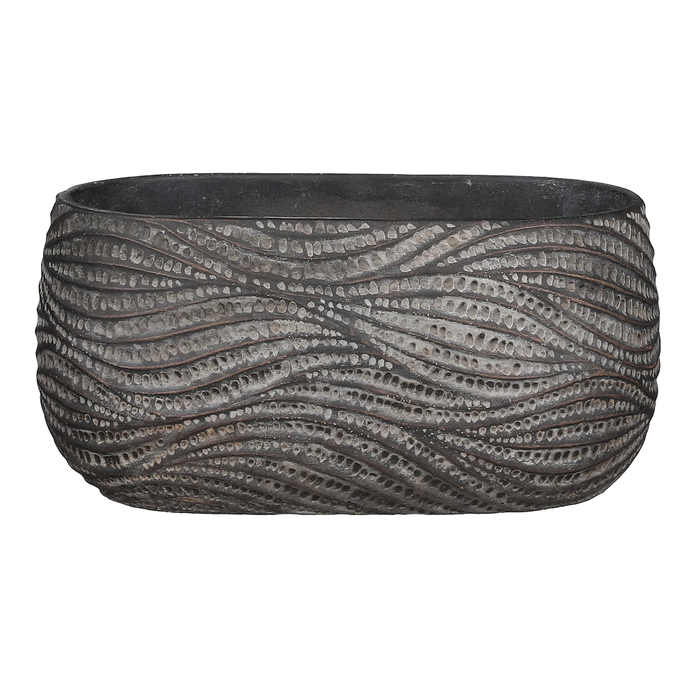 Bloempot Hendrick Ovaal - L24,5 X B14,5 X H11,5 - Bruin