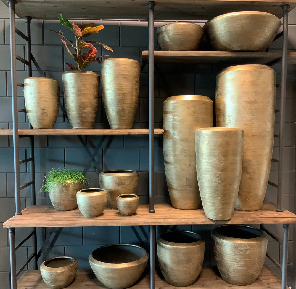 Plantenschaal Kos - D35 X H18cm - Goud 3 Plantenschaal Kos - D35 X H18cm - Goud - Afbeelding 3