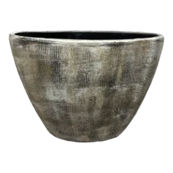 Bloempot Miami Ovaal - L33 X D13 X H24cm - Zwart Cement