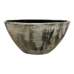 Bloempot Miami Ovaal - L35 X D16 X H19cm - Zwart Cement