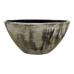 Bloempot Miami Ovaal - L41 X D19 X H22cm - Zwart Cement