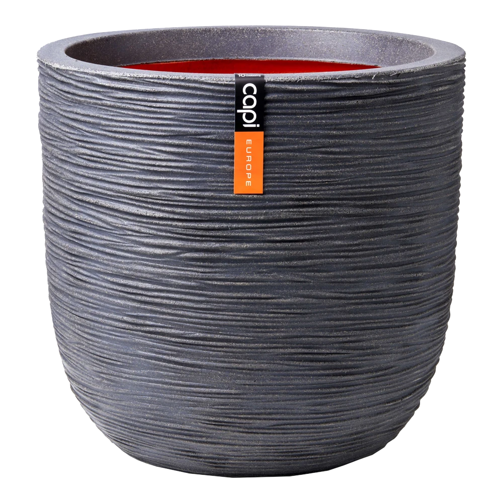 Capi Bloempot Bol Nature Rib NL - D55 X H53cm - Donkergrijs
