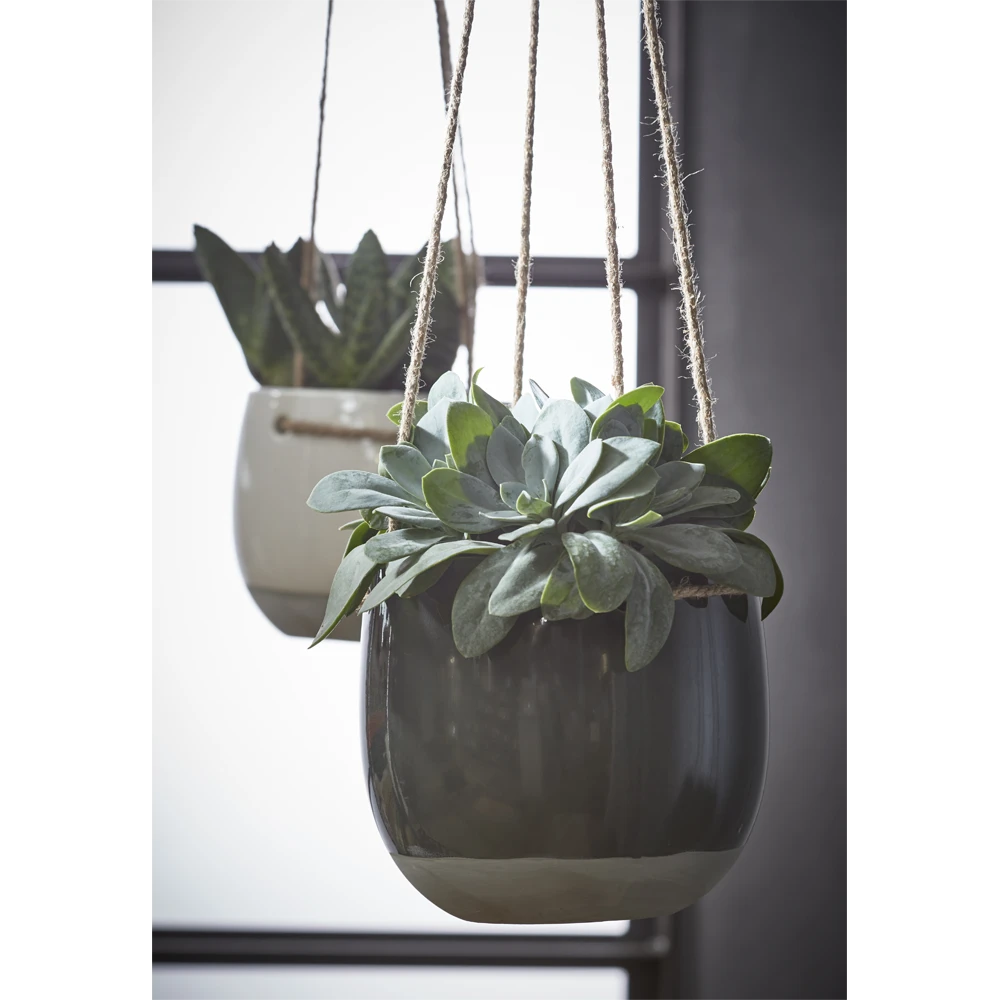 Hangpot Resa - D13,5 X H11,5cm - Donkergrijs 2 Hangpot Resa - D13,5 X H11,5cm - Donkergrijs - Afbeelding 2