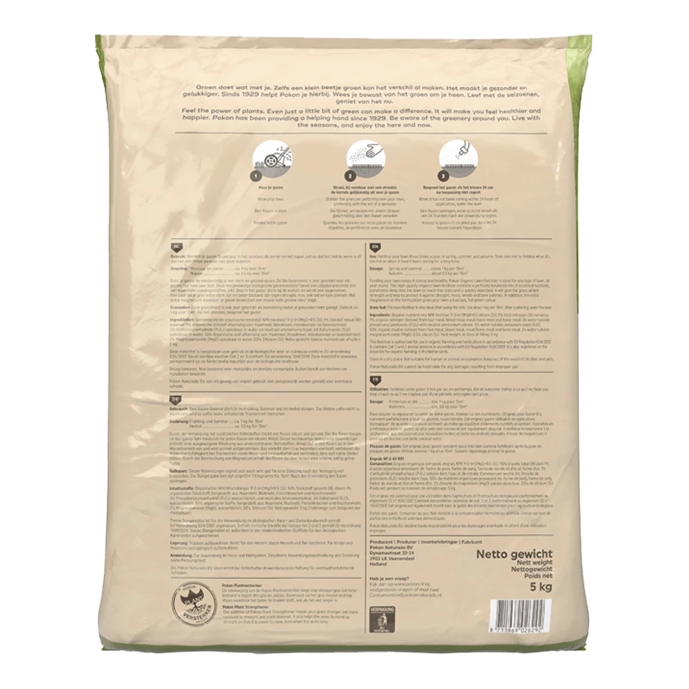 Pokon Bio Gazonmest 5kg Voor 75mu00b2 - Gazonmeststof 2 Pokon Bio Gazonmest 5kg Voor 75mu00b2 - Gazonmeststof - Afbeelding 2