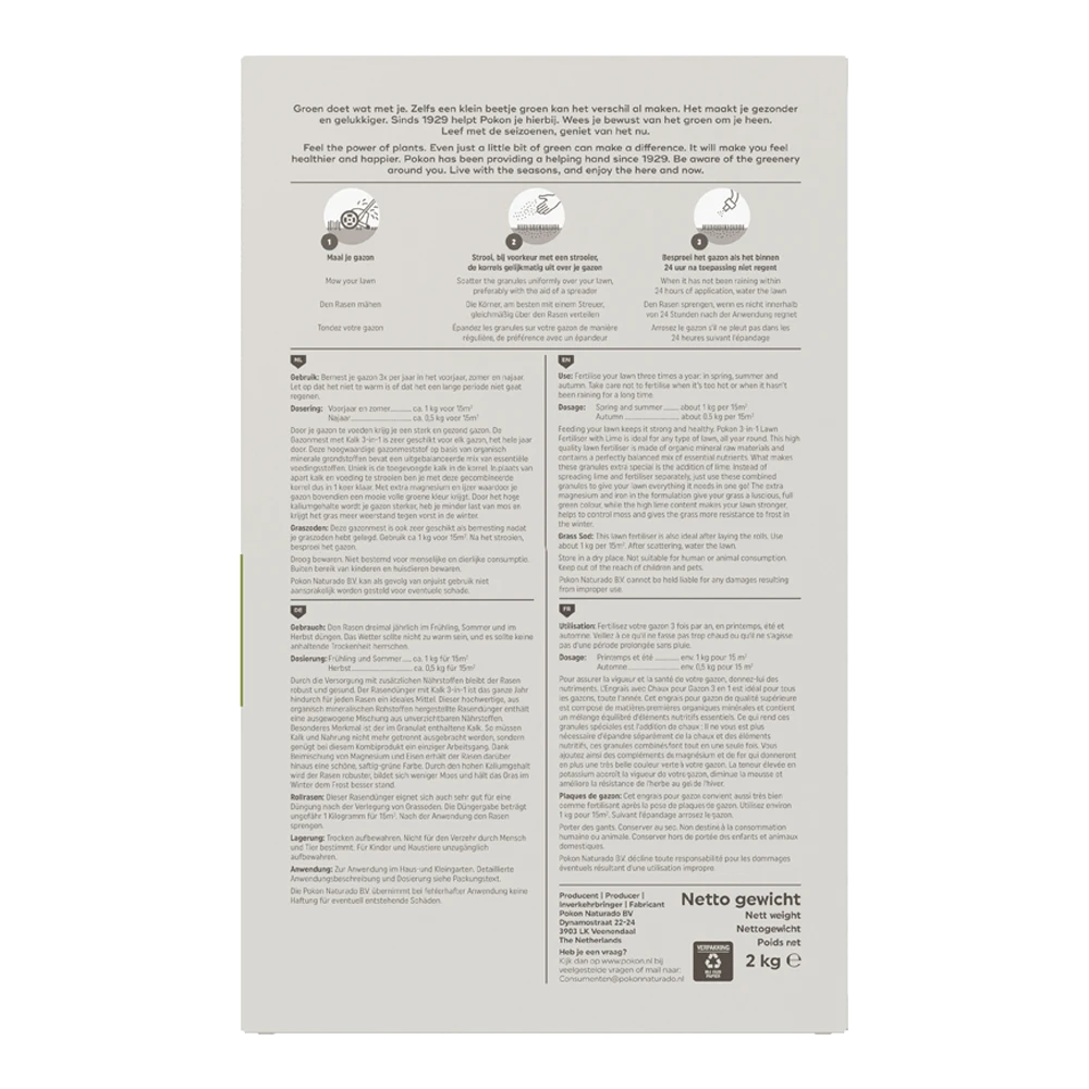 Pokon Gazonmest Met Kalk 2kg Voor 30mu00b2 - Gazonmeststof, Gazonkalk 2 Pokon Gazonmest Met Kalk 2kg Voor 30mu00b2 - Gazonmeststof, Gazonkalk - Afbeelding 2