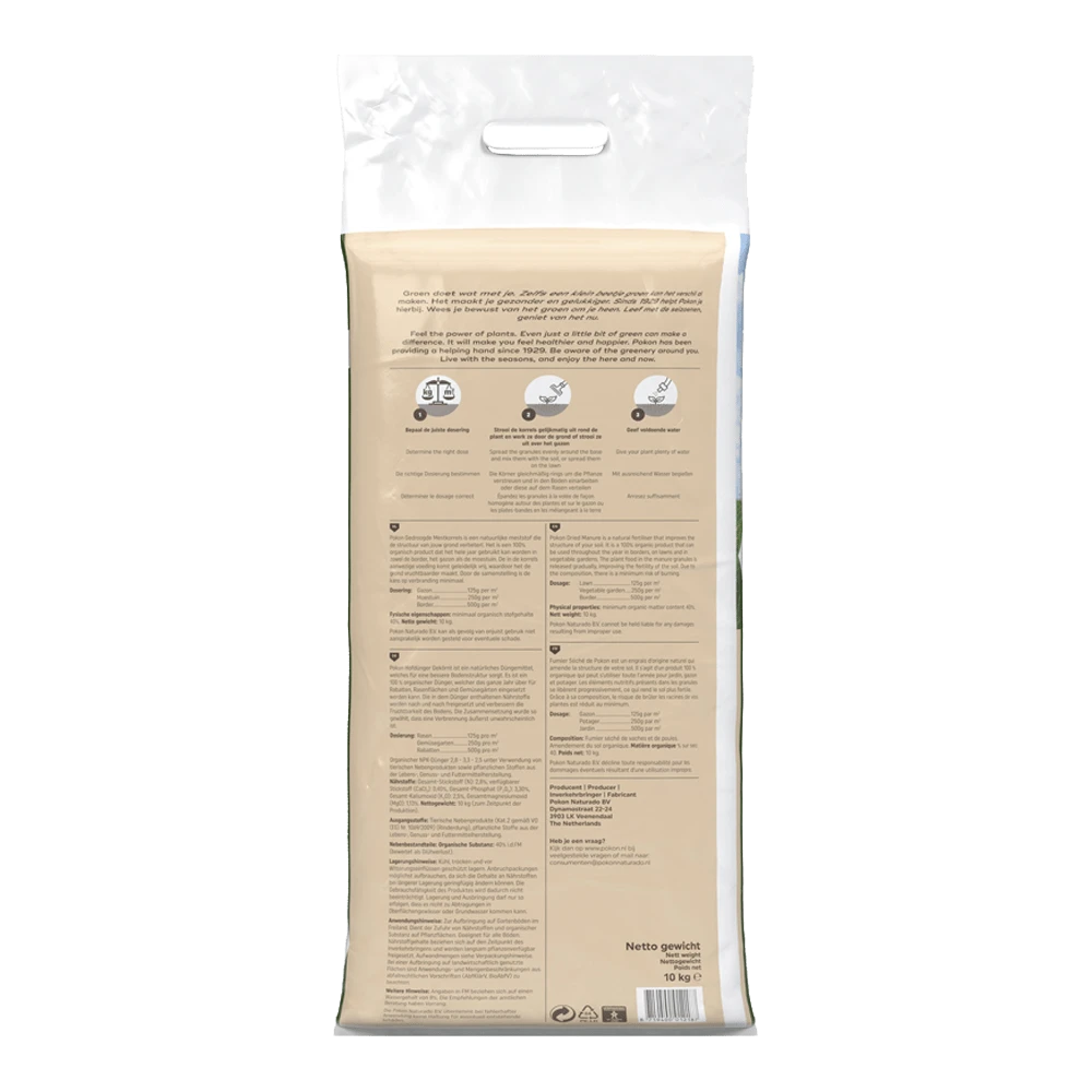 Pokon Gedroogde Mestkorrel 10kg - Tuinplanten Voeding, Gazonmeststof 2 Pokon Gedroogde Mestkorrel 10kg - Tuinplanten Voeding, Gazonmeststof - Afbeelding 2