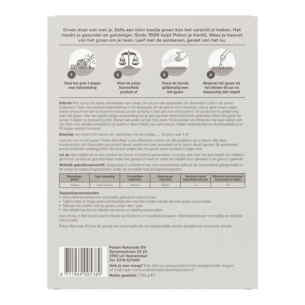 Pokon Mos Weg! 1,75kg Voor 50mu00b2 - Onkruid En Aanslag - Afbeelding 2