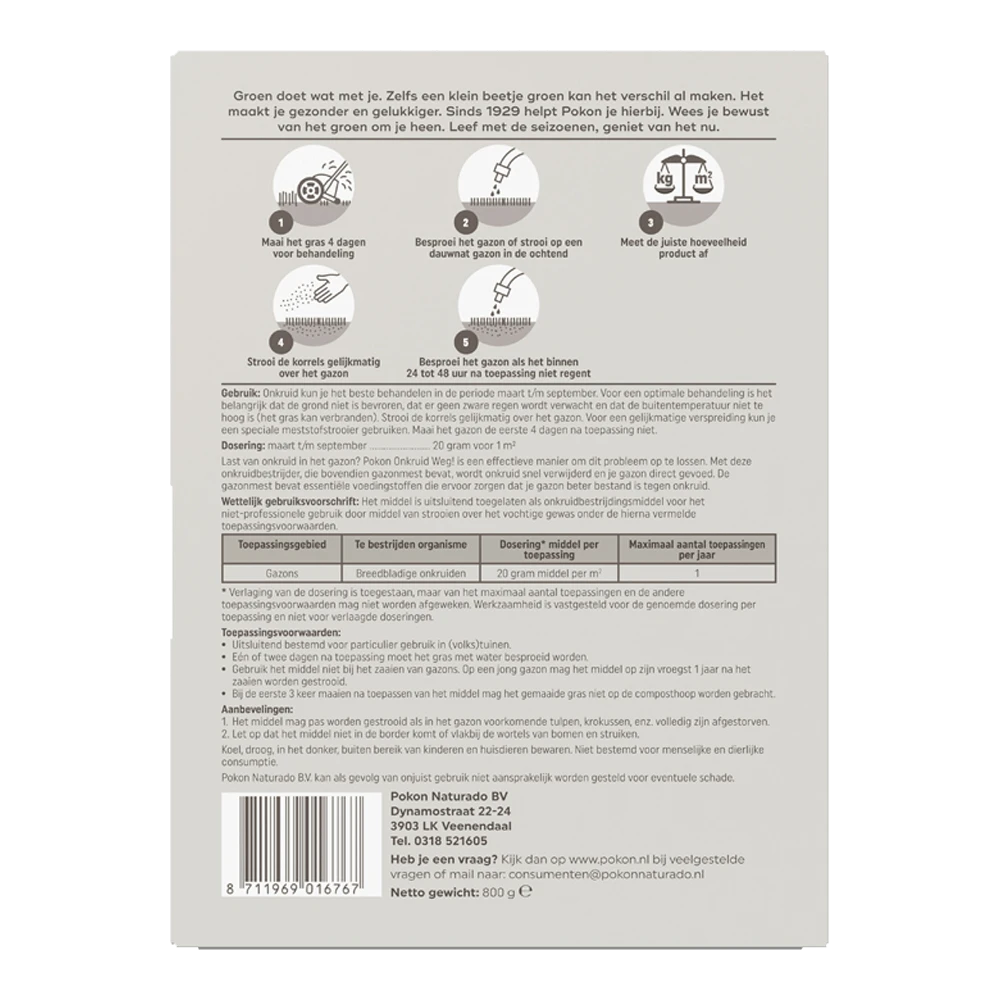 Pokon Onkruid Weg! 800gr Voor 40mu00b2 - Onkruid En Aanslag 2 Pokon Onkruid Weg! 800gr Voor 40mu00b2 - Onkruid En Aanslag - Afbeelding 2