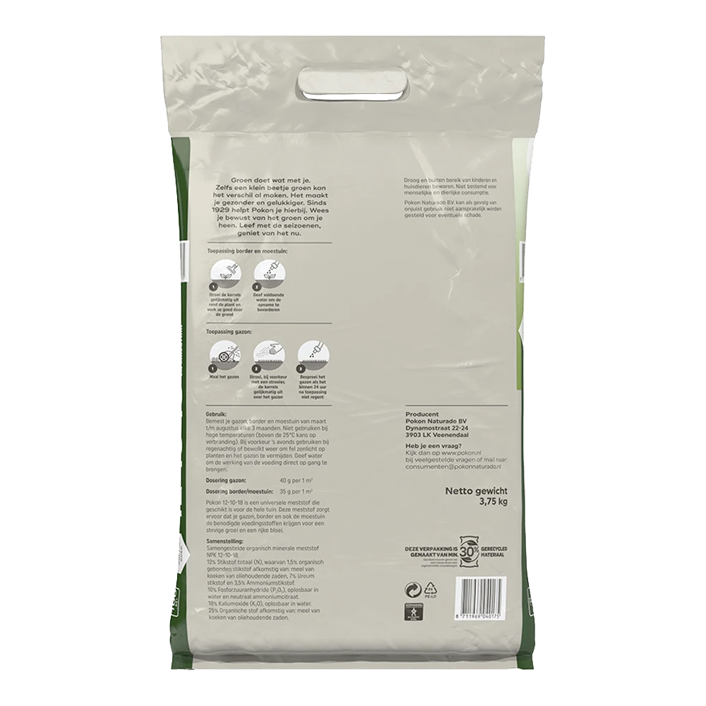 Pokon Tuinmest 12-10-18 3,75kg - Tuinplanten Voeding, Gazonmeststof 2 Pokon Tuinmest 12-10-18 3,75kg - Tuinplanten Voeding, Gazonmeststof - Afbeelding 2