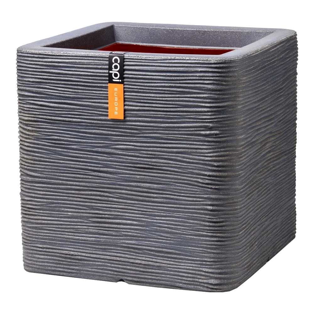 Capi Plantenbak Vierkant Nature Rib NL - L30 X B30 X H30cm - Donkergrijs 1 Capi Plantenbak Vierkant Nature Rib NL - L30 X B30 X H30cm - Donkergrijs