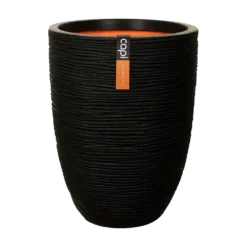 Capi Bloempot Nature Elegant Rib NL - D46 X H58cm - Zwart