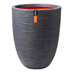 Capi Bloempot Nature Elegant Rib NL - D34 X H46cm - Donkergrijs